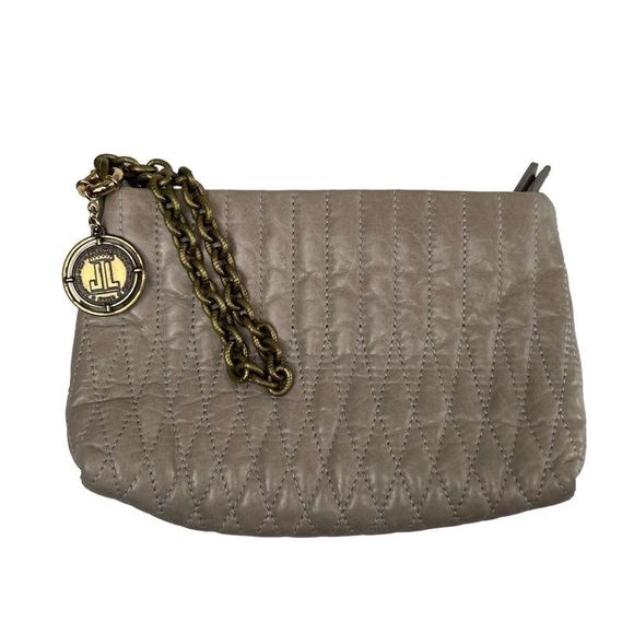 Lanvin Handbags - Lanvin Quilted Leather Taupe Grey Wristlet